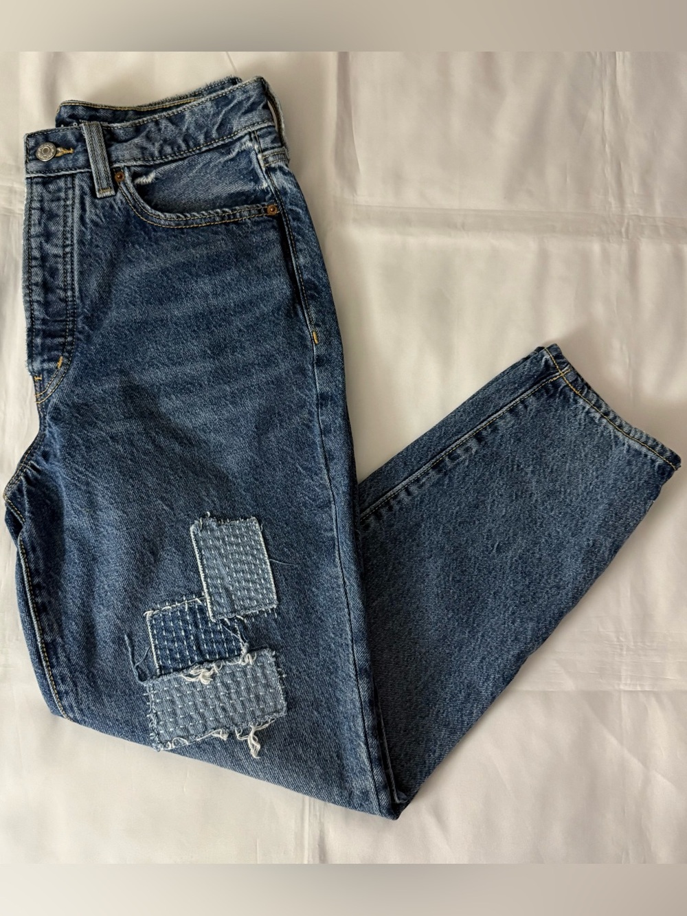 Old Navy Extra High-Rise OG Straight Leg Patchwork Jeans